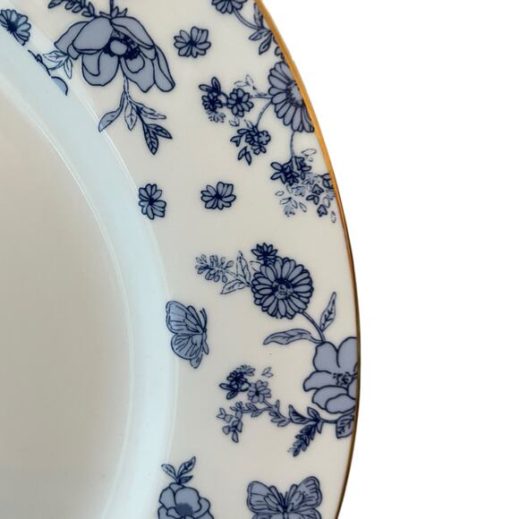 Grace Teaware Fine Porcelain Dinner Plates 10.5in Blue Floral Gold Trim Set of 5 - Picture 6 of 12